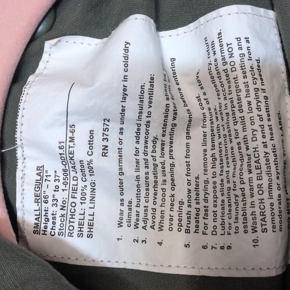 Rothco Vintage M-65 Field Jacket, Military Utility Jacket Size Small NWT - Picture 4 of 8